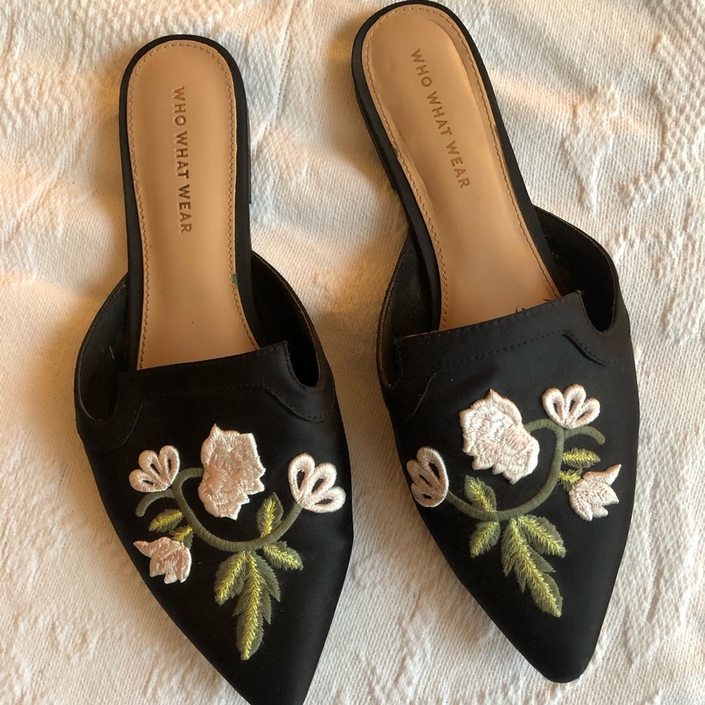 Who What Wear Embroidered Mules